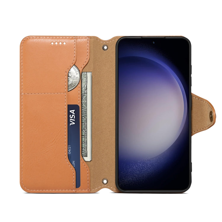 For Samsung Galaxy S23+ 5G Denior Cowhide Texture Wallet Style Leather Phone Case(Khaki)