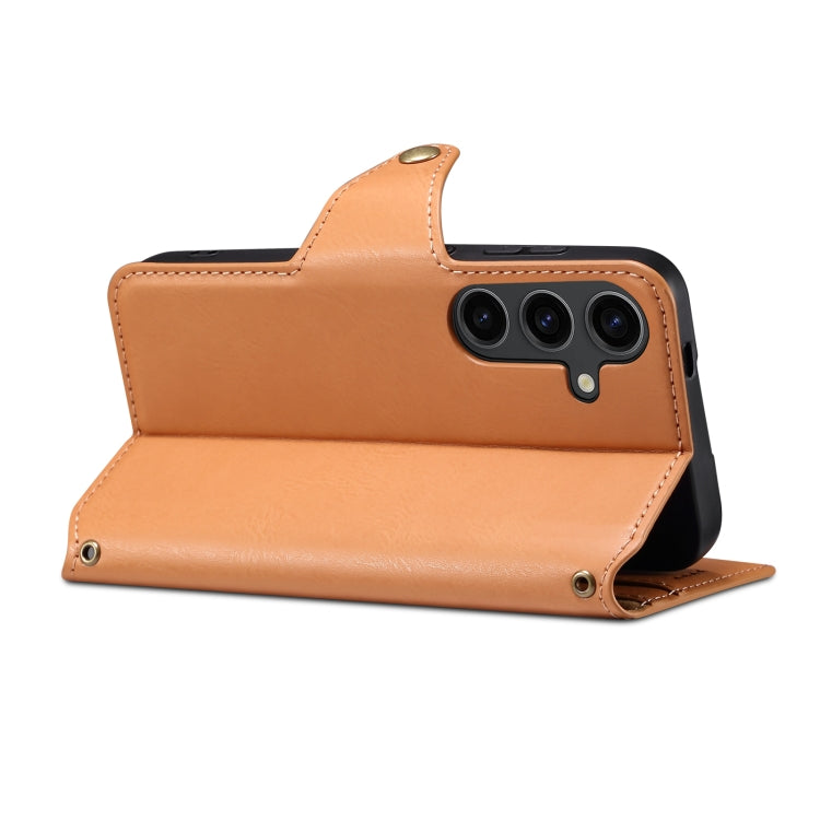 For Samsung Galaxy S23+ 5G Denior Cowhide Texture Wallet Style Leather Phone Case(Khaki)