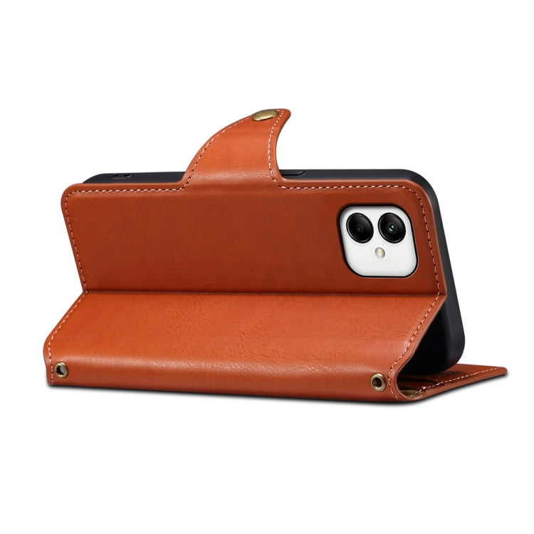 For Samsung Galaxy A05 Denior Cowhide Texture Wallet Style Leather Phone Case(Brown)