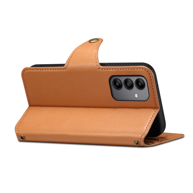 For Samsung Galaxy A05s Denior Cowhide Texture Wallet Style Leather Phone Case(Khaki)