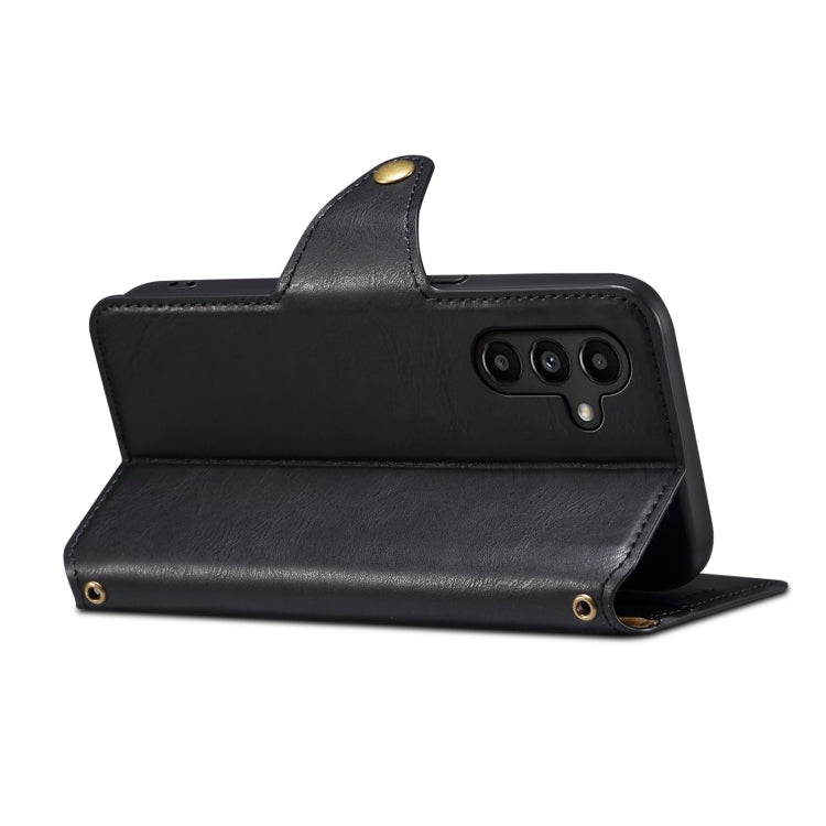 For Samsung Galaxy A14 Denior Cowhide Texture Wallet Style Leather Phone Case(Black)