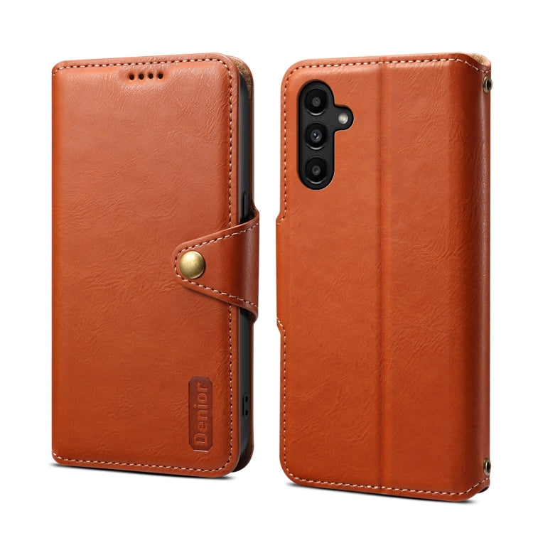 For Samsung Galaxy A14 Denior Cowhide Texture Wallet Style Leather Phone Case(Brown)
