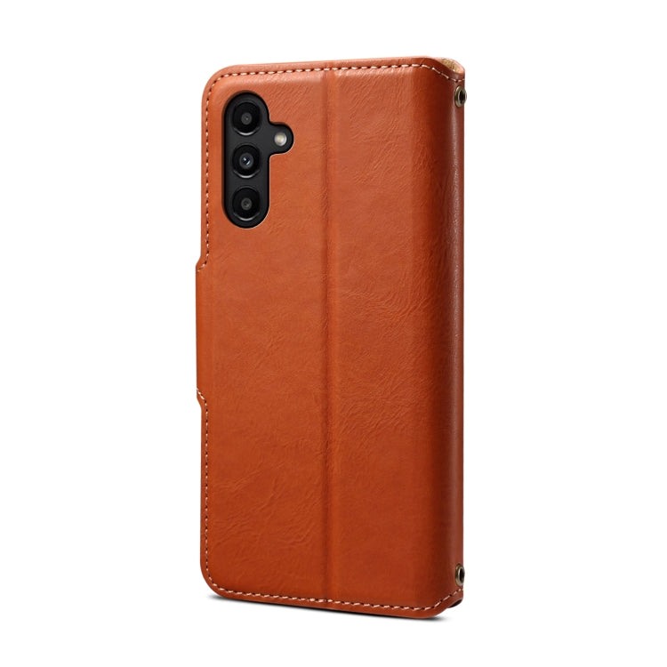 For Samsung Galaxy A14 Denior Cowhide Texture Wallet Style Leather Phone Case(Brown)