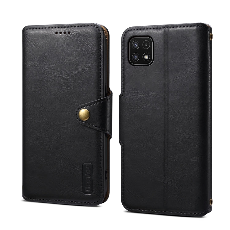 For Samsung Galaxy A22 5G Denior Cowhide Texture Wallet Style Leather Phone Case(Black)