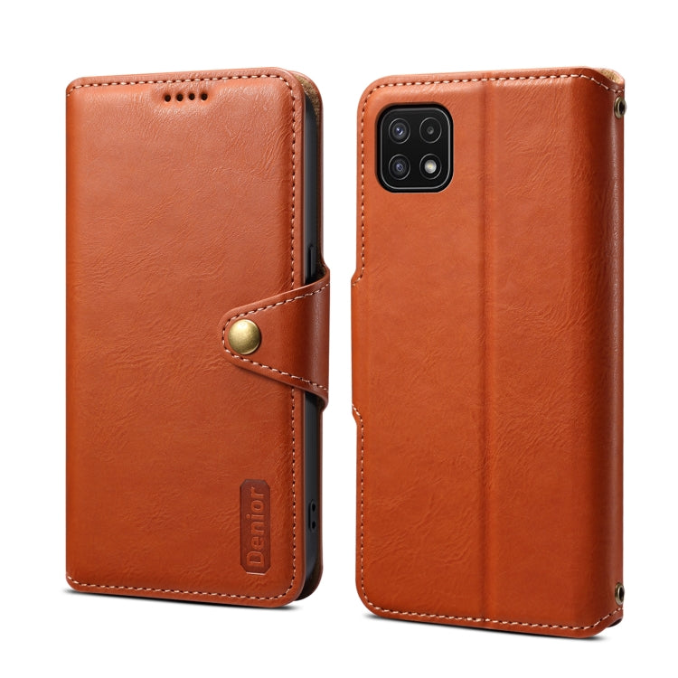For Samsung Galaxy A22 5G Denior Cowhide Texture Wallet Style Leather Phone Case(Brown)