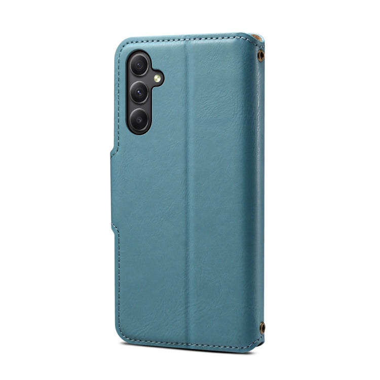 For Samsung Galaxy A24 5G Denior Cowhide Texture Wallet Style Leather Phone Case(Blue)