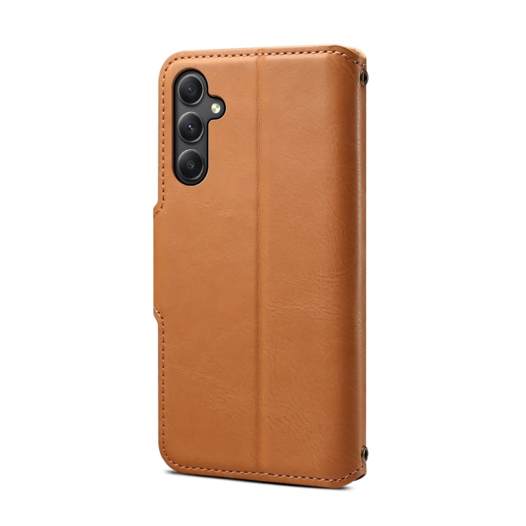 For Samsung Galaxy A24 5G Denior Cowhide Texture Wallet Style Leather Phone Case(Khaki)
