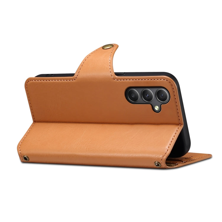For Samsung Galaxy A24 5G Denior Cowhide Texture Wallet Style Leather Phone Case(Khaki)