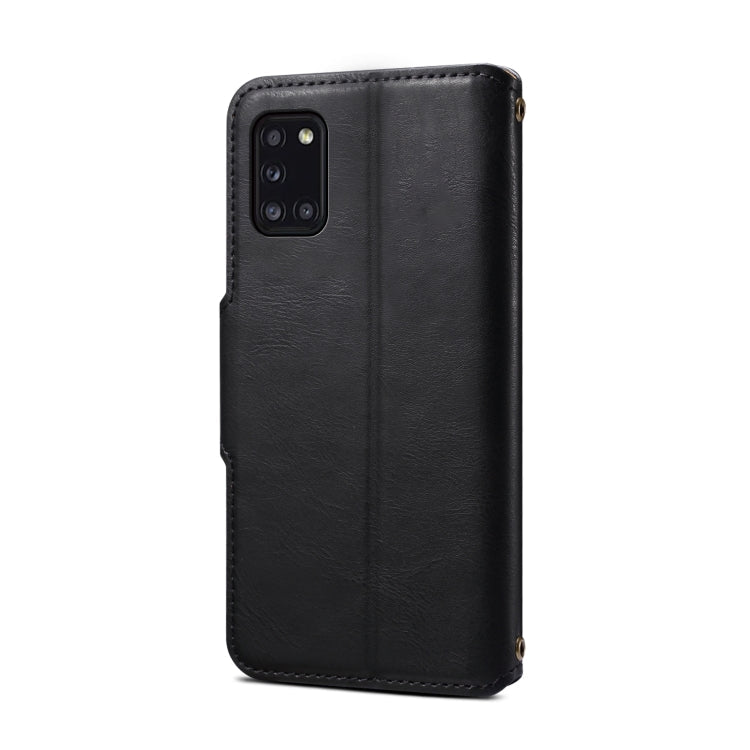 For Samsung Galaxy A31 4G Denior Cowhide Texture Wallet Style Leather Phone Case(Black)
