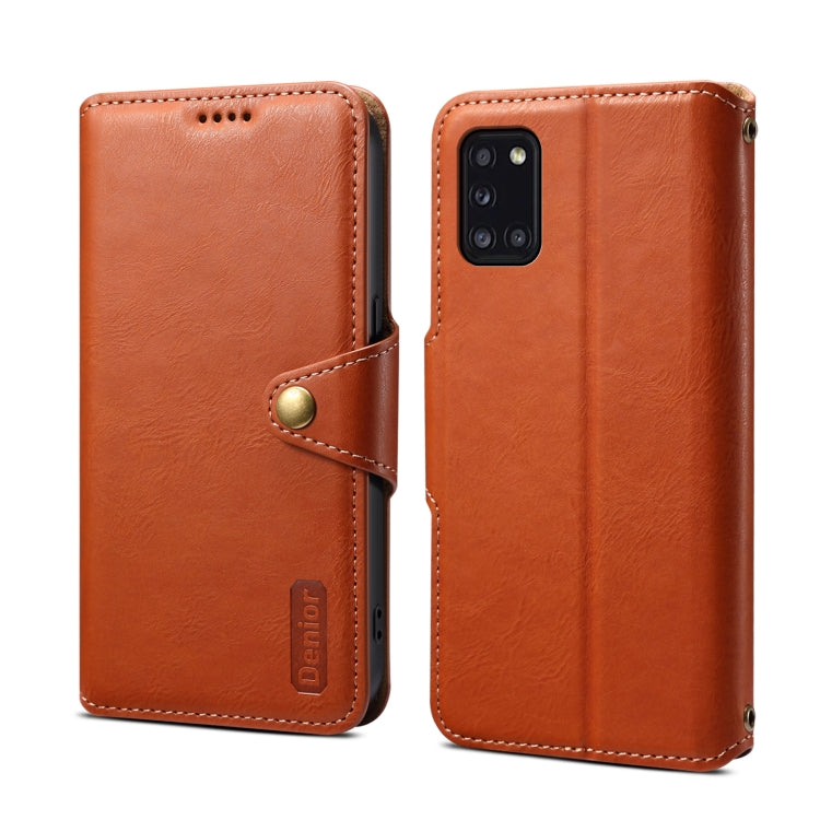 For Samsung Galaxy A31 4G Denior Cowhide Texture Wallet Style Leather Phone Case(Brown)
