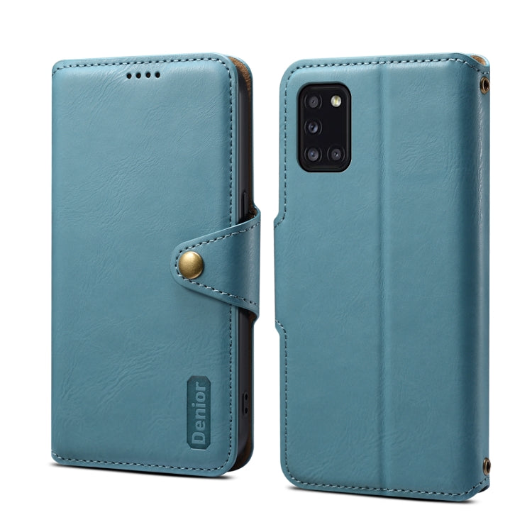 For Samsung Galaxy A31 4G Denior Cowhide Texture Wallet Style Leather Phone Case(Blue)