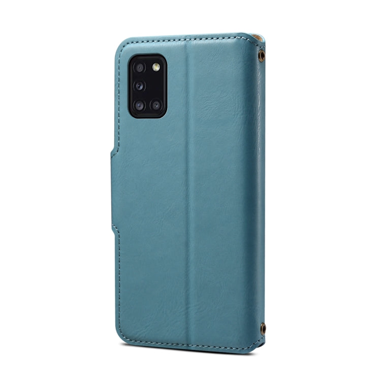 For Samsung Galaxy A31 4G Denior Cowhide Texture Wallet Style Leather Phone Case(Blue)