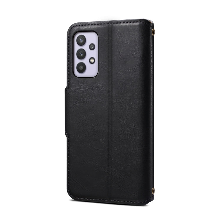 For Samsung Galaxy A32 5G Denior Cowhide Texture Wallet Style Leather Phone Case(Black)