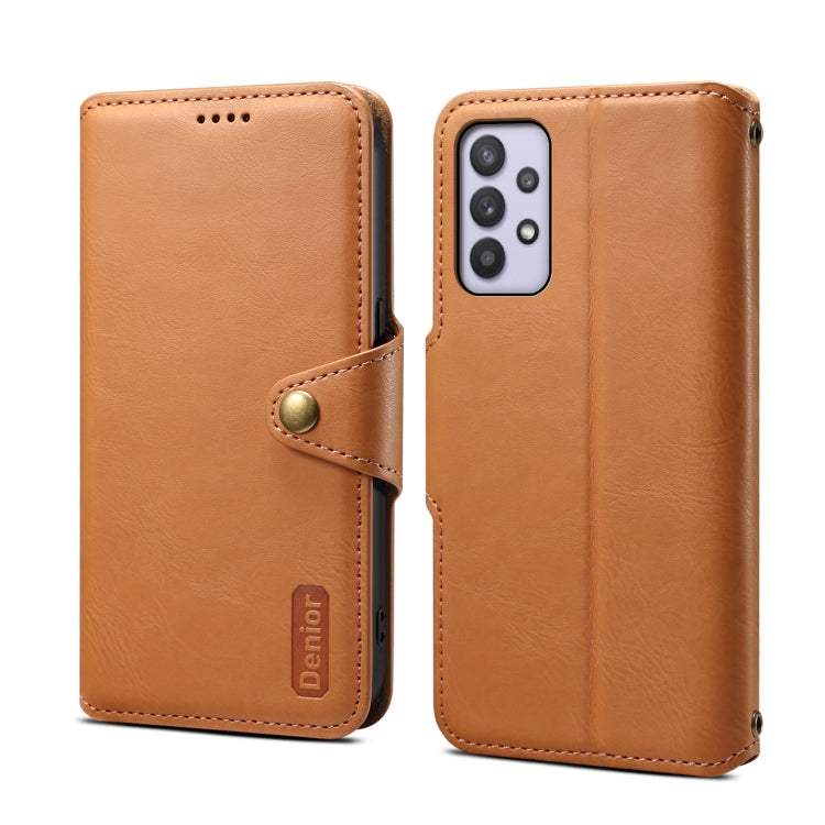 For Samsung Galaxy A32 5G Denior Cowhide Texture Wallet Style Leather Phone Case(Brown)