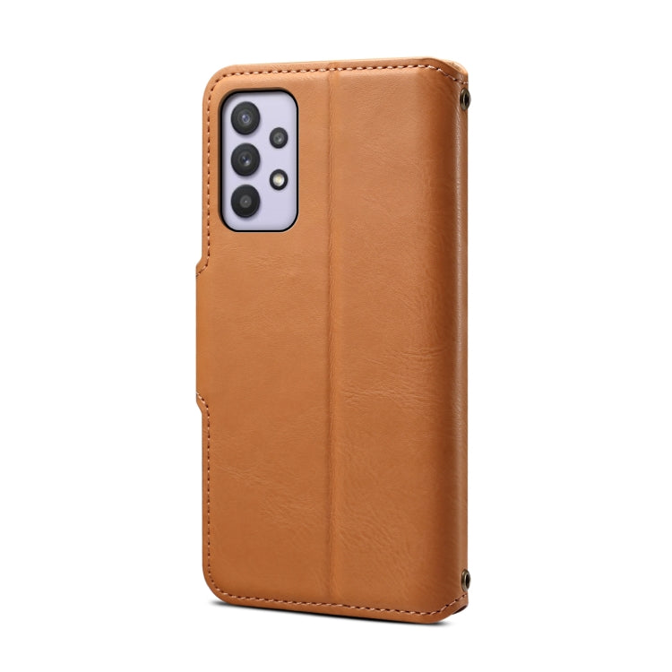 For Samsung Galaxy A32 5G Denior Cowhide Texture Wallet Style Leather Phone Case(Brown)