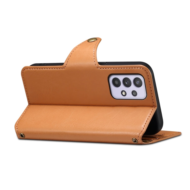 For Samsung Galaxy A32 5G Denior Cowhide Texture Wallet Style Leather Phone Case(Khaki)