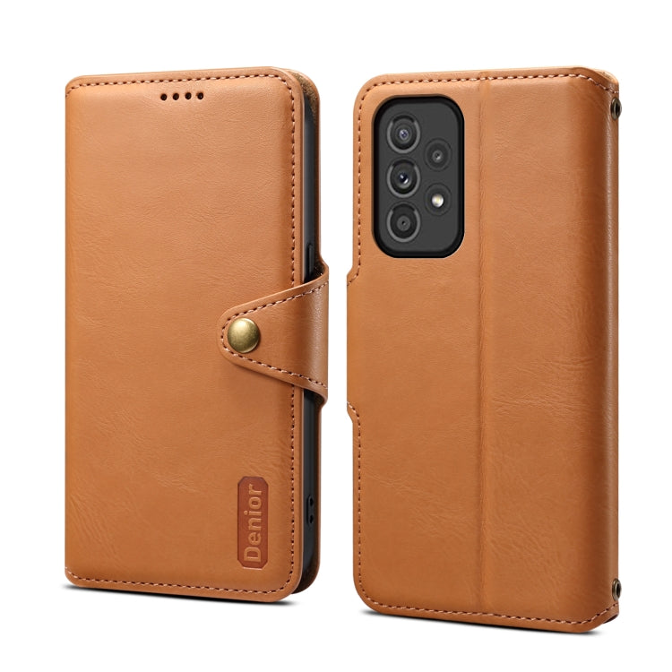 For Samsung Galaxy A33 5G Denior Cowhide Texture Wallet Style Leather Phone Case(Khaki)