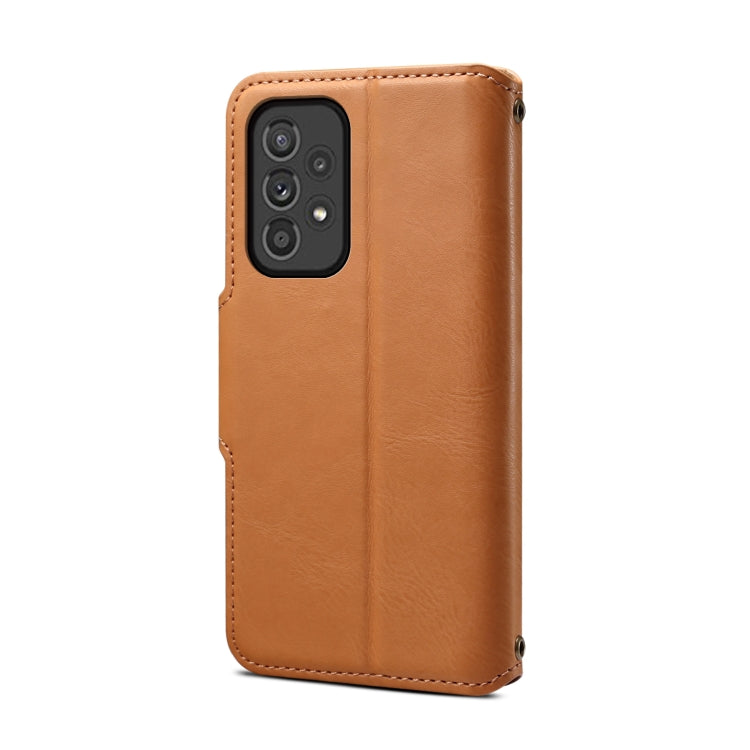 For Samsung Galaxy A33 5G Denior Cowhide Texture Wallet Style Leather Phone Case(Khaki)