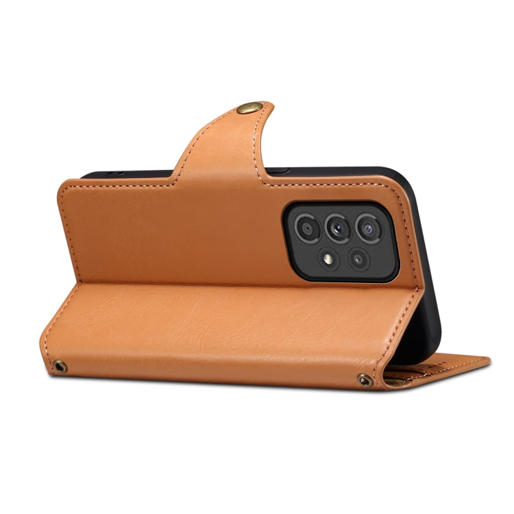 For Samsung Galaxy A33 5G Denior Cowhide Texture Wallet Style Leather Phone Case(Khaki)