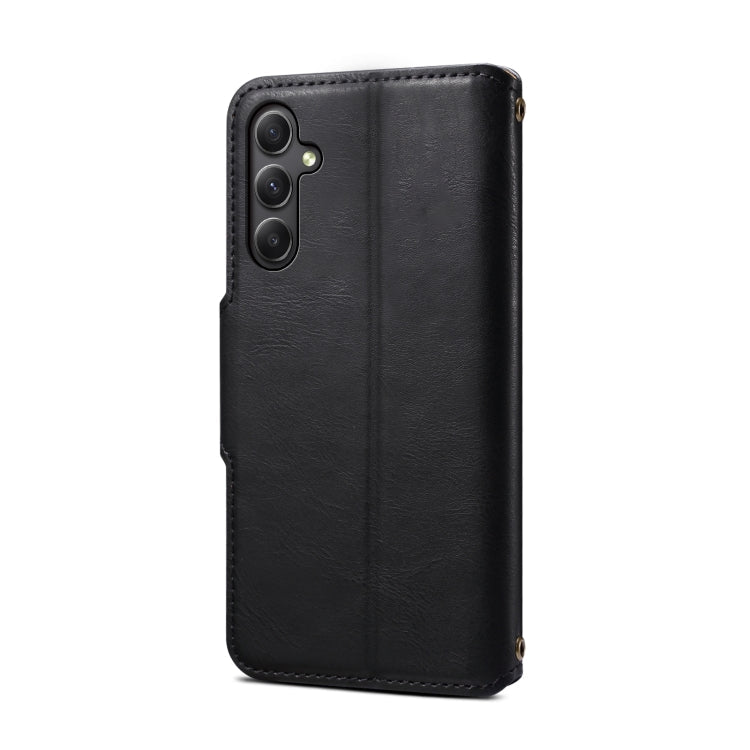 For Samsung Galaxy A34 5G Denior Cowhide Texture Wallet Style Leather Phone Case(Black)