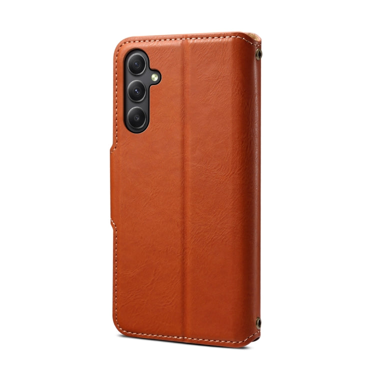 For Samsung Galaxy A34 5G Denior Cowhide Texture Wallet Style Leather Phone Case(Brown)
