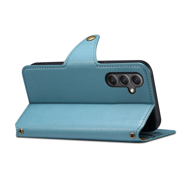 For Samsung Galaxy A34 5G Denior Cowhide Texture Wallet Style Leather Phone Case(Blue)