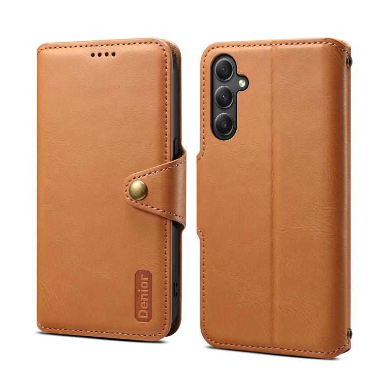 For Samsung Galaxy A34 5G Denior Cowhide Texture Wallet Style Leather Phone Case(Khaki)