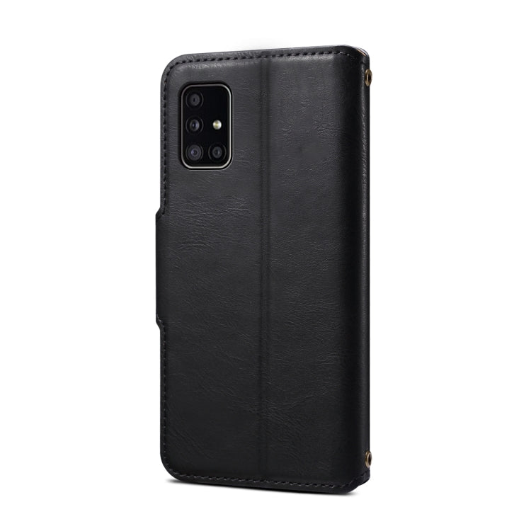 For Samsung Galaxy A51 4G Denior Cowhide Texture Wallet Style Leather Phone Case(Black)