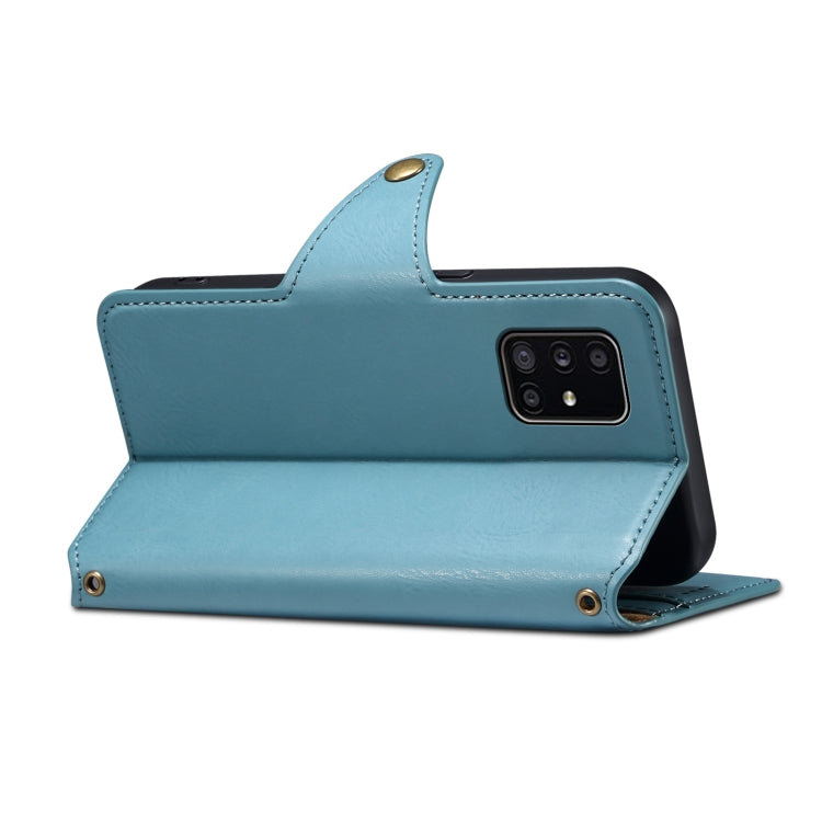 For Samsung Galaxy A51 4G Denior Cowhide Texture Wallet Style Leather Phone Case(Blue)