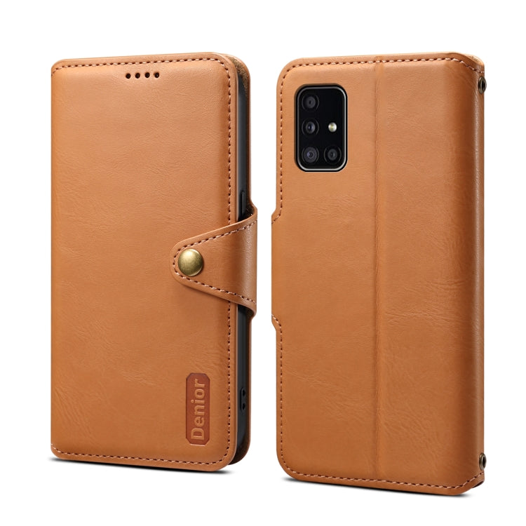 For Samsung Galaxy A51 4G Denior Cowhide Texture Wallet Style Leather Phone Case(Khaki)