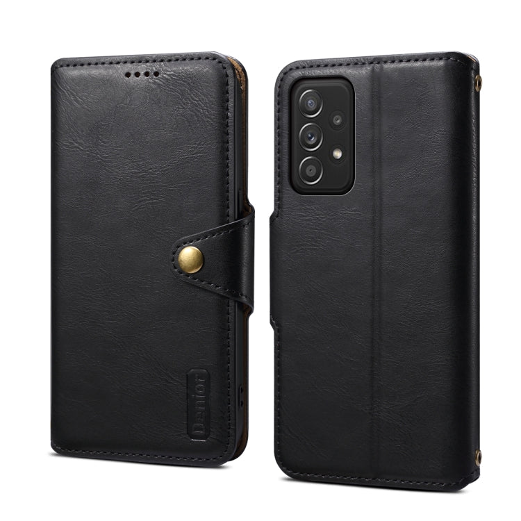 For Samsung Galaxy A52 5G Denior Cowhide Texture Wallet Style Leather Phone Case(Black)
