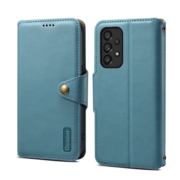 For Samsung Galaxy A53 5G Denior Cowhide Texture Wallet Style Leather Phone Case(Blue)