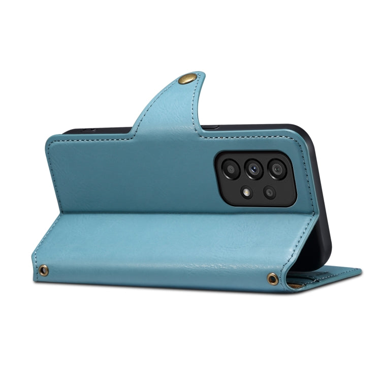 For Samsung Galaxy A53 5G Denior Cowhide Texture Wallet Style Leather Phone Case(Blue)