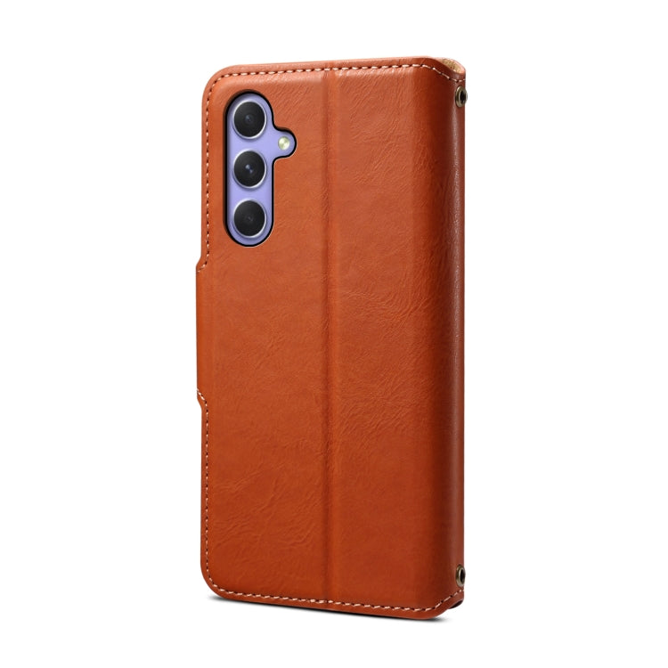For Samsung Galaxy A54 5G Denior Cowhide Texture Wallet Style Leather Phone Case(Brown)