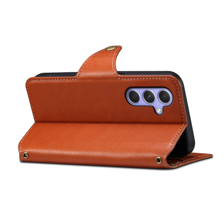 For Samsung Galaxy A54 5G Denior Cowhide Texture Wallet Style Leather Phone Case(Brown)