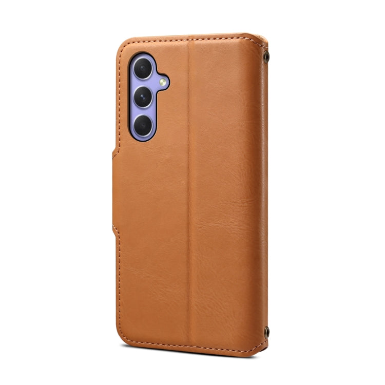 For Samsung Galaxy A54 5G Denior Cowhide Texture Wallet Style Leather Phone Case(Khaki)