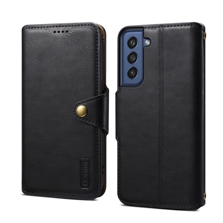 For Samsung Galaxy S21 FE 5G Denior Cowhide Texture Wallet Style Leather Phone Case(Black)