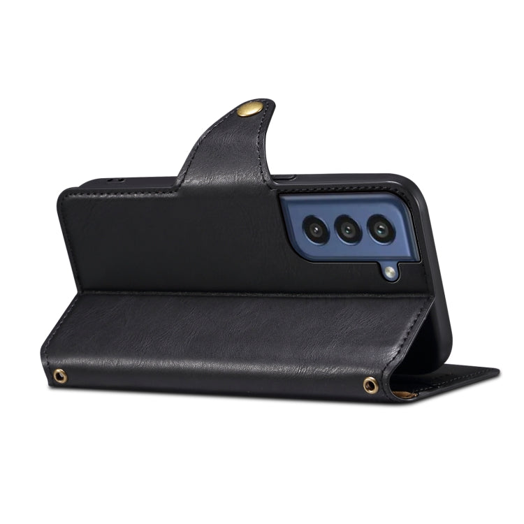 For Samsung Galaxy S21 FE 5G Denior Cowhide Texture Wallet Style Leather Phone Case(Black)