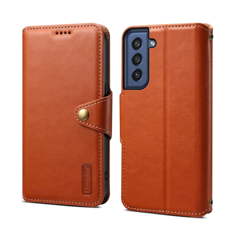 For Samsung Galaxy S21 FE 5G Denior Cowhide Texture Wallet Style Leather Phone Case(Brown)