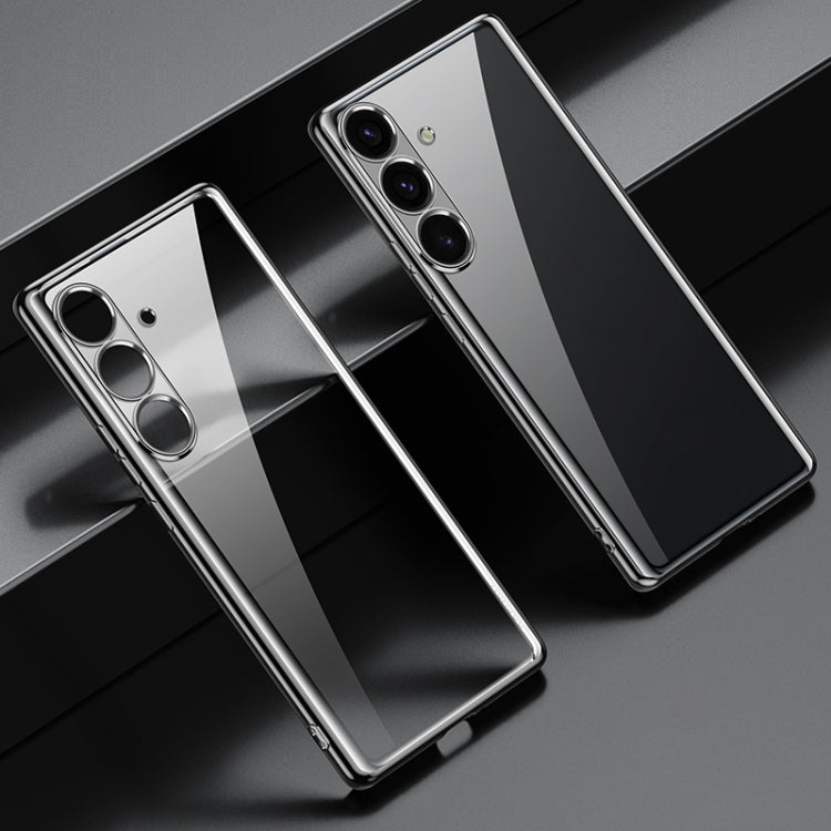 For Samsung Galaxy S25+ 5G SULADA Electroplating TPU Transparent Phone Case(Black)