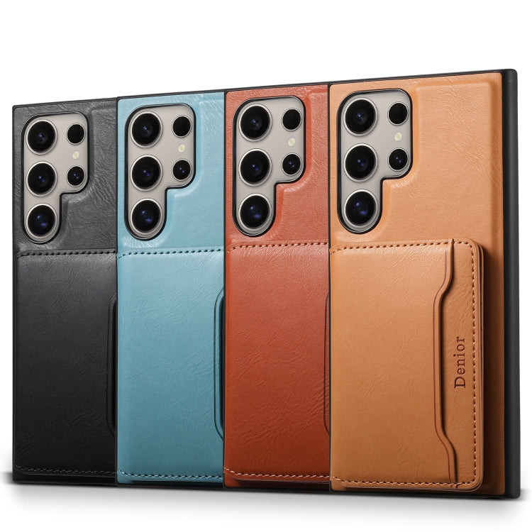For Samsung Galaxy S24 Ultra 5G Denior Cowhide Texture Leather MagSafe Detachable Wallet Phone Case(Khaki)