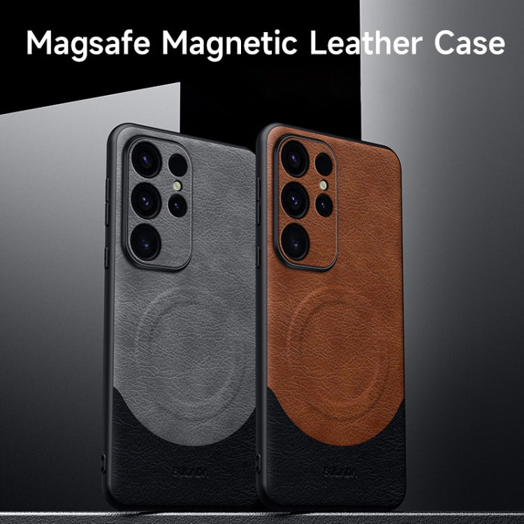 For Samsung Galaxy S24 Ultra 5G SULADA Stitching Leather MagSafe Magnetic Phone Case(Black)