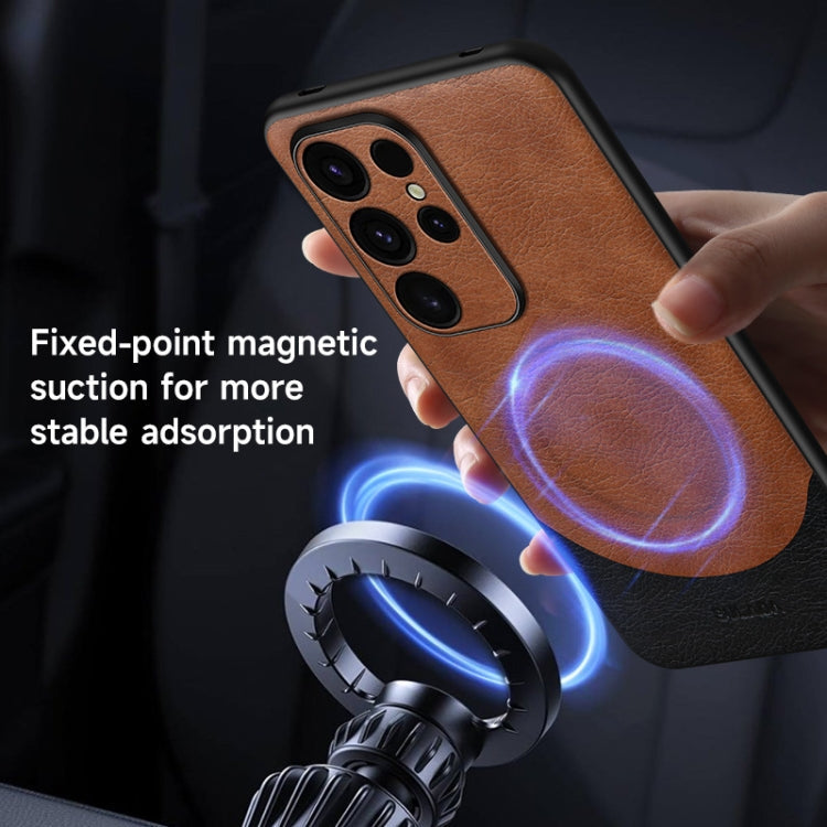 For Samsung Galaxy S24+ 5G SULADA Stitching Leather MagSafe Magnetic Phone Case(Brown)