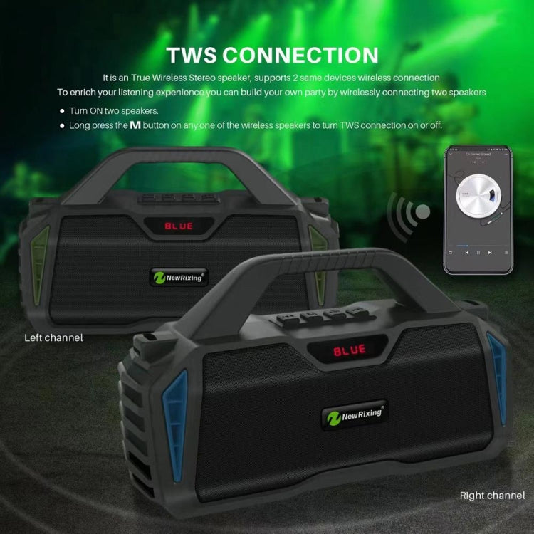 NewRixing NR6011 20W Portable Wireless Bluetooth Speaker TWS Subwoofer(Black)