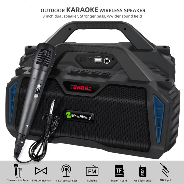 NewRixing NR6011 20W Portable Wireless Bluetooth Speaker TWS Subwoofer(Green)