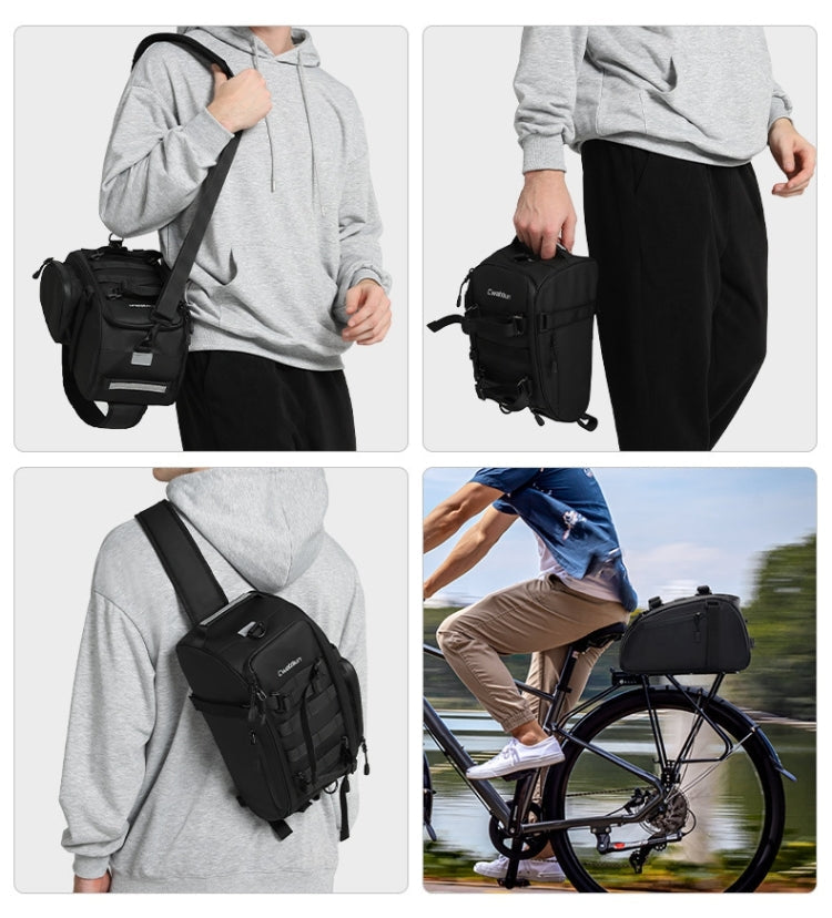 CADeN D116 Mountain Bike Panniers Tail Bags Crossbody Camera Bag Photography Lens Shoulder Bag, Size:30.5 x 17 x 18cm(Black)