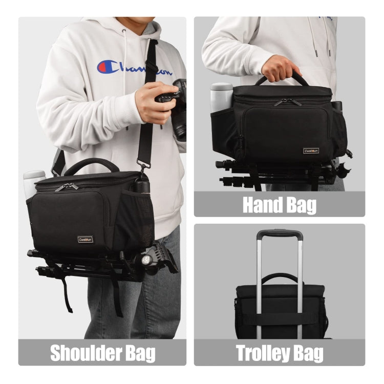 Cwatcun D67 Crossbody Camera Bag Photography Lens Shoulder Bag, Size:30.5 x 16.5 x 20cm L(Black)
