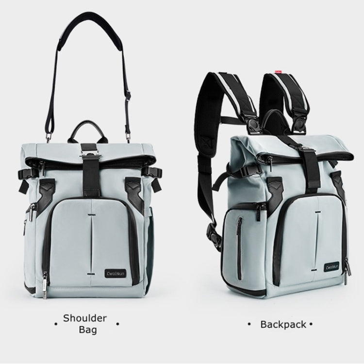 Cwatcun D95 Large Capacity Photography Backpack Shoulders Laptop Camera Bag, Size:30.5 x 18 x 38cm(Silver Grey)