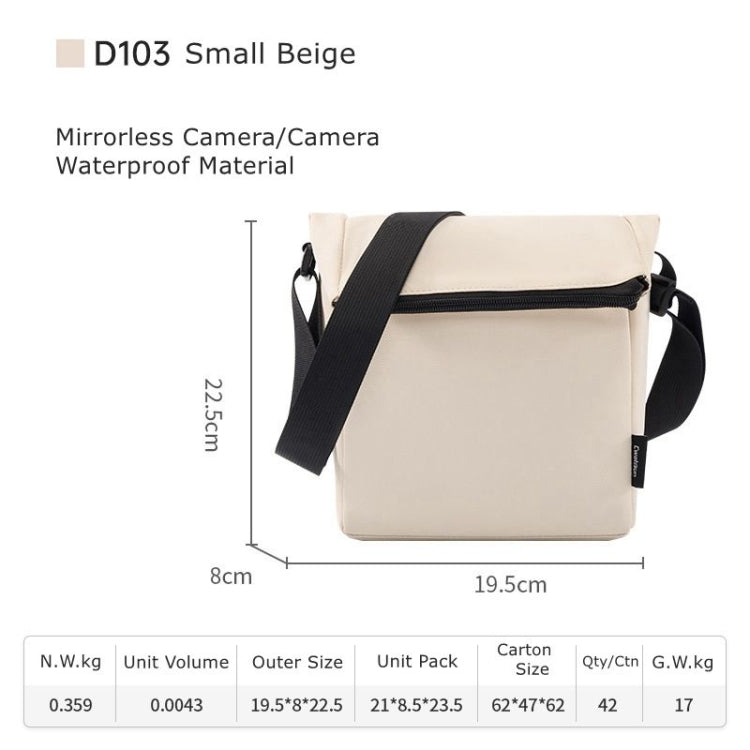 Cwatcun D103 Crossbody Camera Bag Photography Lens Shoulder Bag, Size:22.5 x 19.5 x 8cm(Beige)