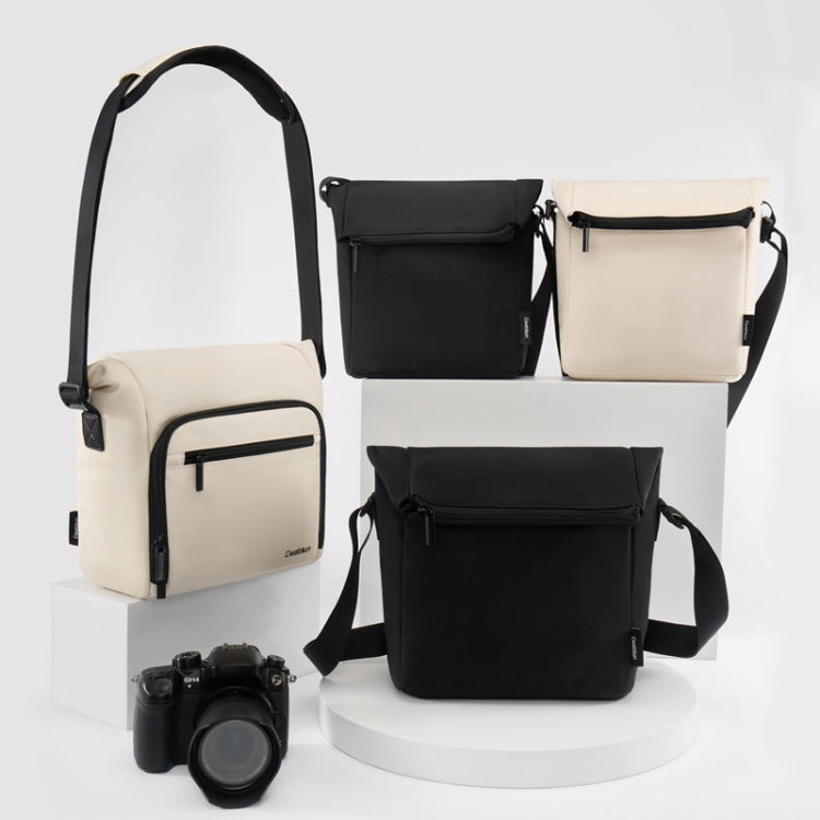 Cwatcun D103 Crossbody Camera Bag Photography Lens Shoulder Bag, Size:22.5 x 19.5 x 8cm(Black)